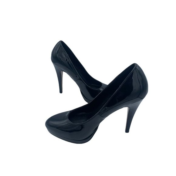 ELLE Elyalena Black Shiny Faux Leather Platform Stiletto High Heels Size 7.5 M - Picture 10 of 12